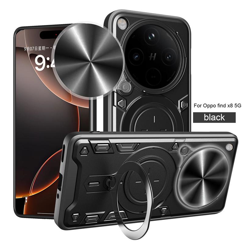 For OPPO Find X8 Pro Case Slide Camera Lens Armor Phone Case For Oppo Find X8 X8Pro Car Magnetic Ring Stand Holder Back Cover