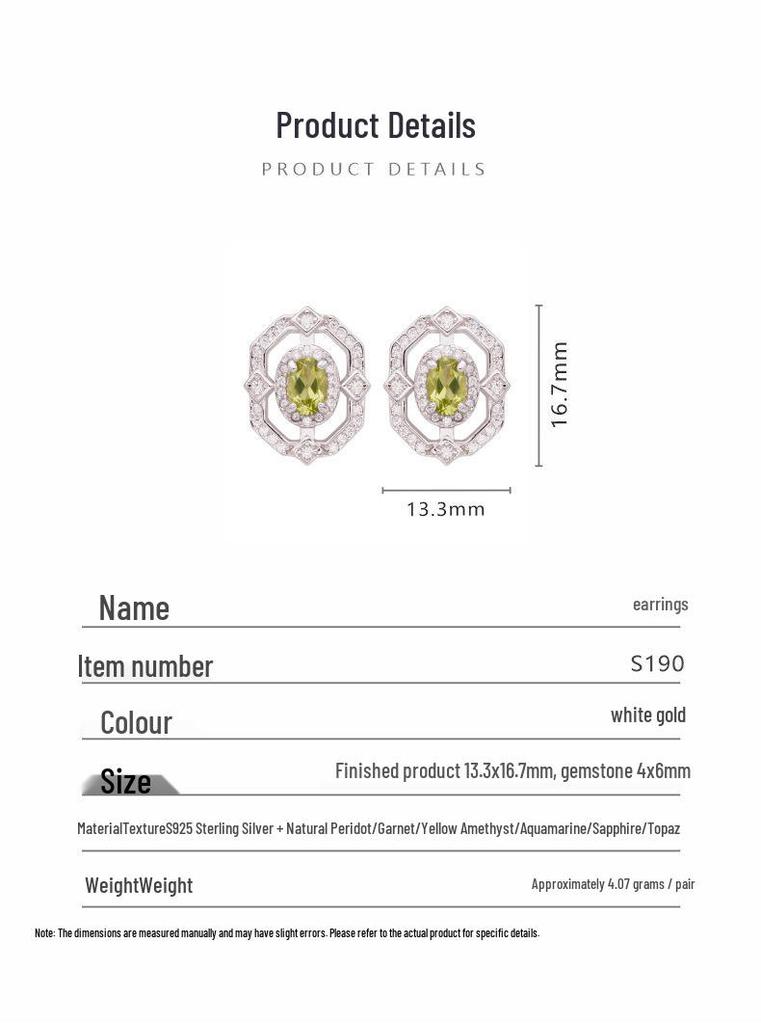 Women's S925 Silver Ring Set with Sapphire, Topaz, Peridot, and Aquamarine Gemstones - European and American Style.