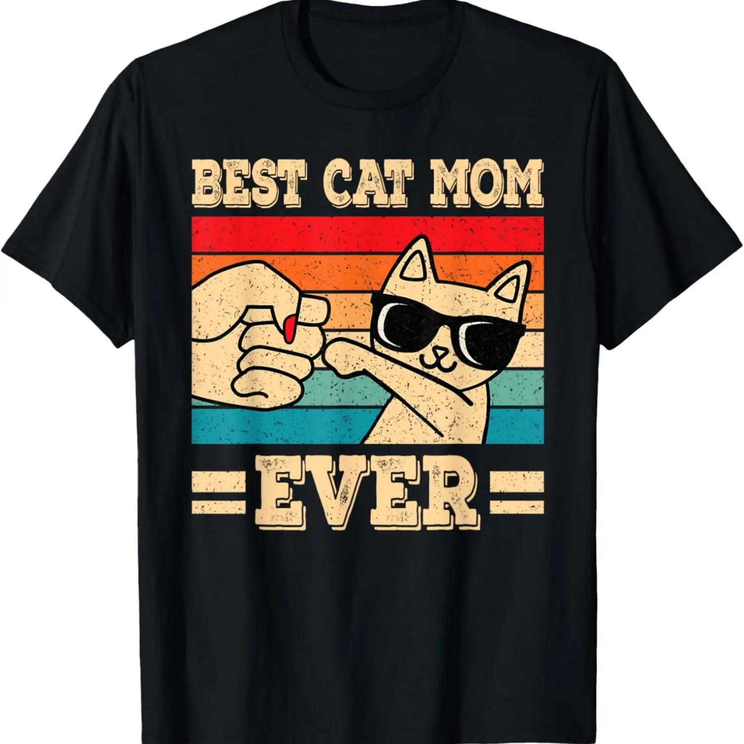 

Best Cat Mom Ever Funny Cat Retro Vintage Cat Lover Women T-Shirt XXXXXL чёрный