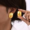 Vnox Dainty Women Stud Earrings,Stainless Steel Round Oval Geometric Smooth Earrings,18K Gold Plated Simple Girls Ear Jewelry