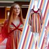 Wanda Maximoff Cosplay Dress, WandaVision Retro Striped Casual Dress for Halloween Cosplay Party