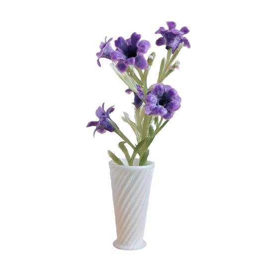 Miniature Flowers Mini Plant in Vase Model Miniature Faux Plant with Flowers for Doll Mansion Decoration Photography Display