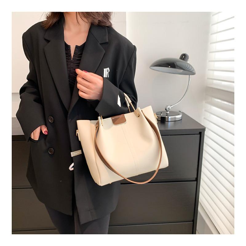 Damen Faux-Leder Eimer Tasche Neu Retro Minimalistisch Große Kapazität Reißverschluss Schulter Handtasche