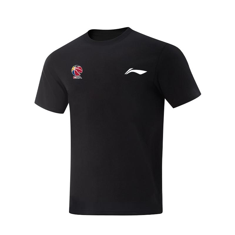 Li Ning T Shirts Unisex Black Crew Neck Moderate Straight Fit AHSVE61-1