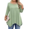 Womens Plus Size 3/4 Sleeve Shirts  Round Neck Tunic Tops Basic Loose Fit Tee Tops L-5XL