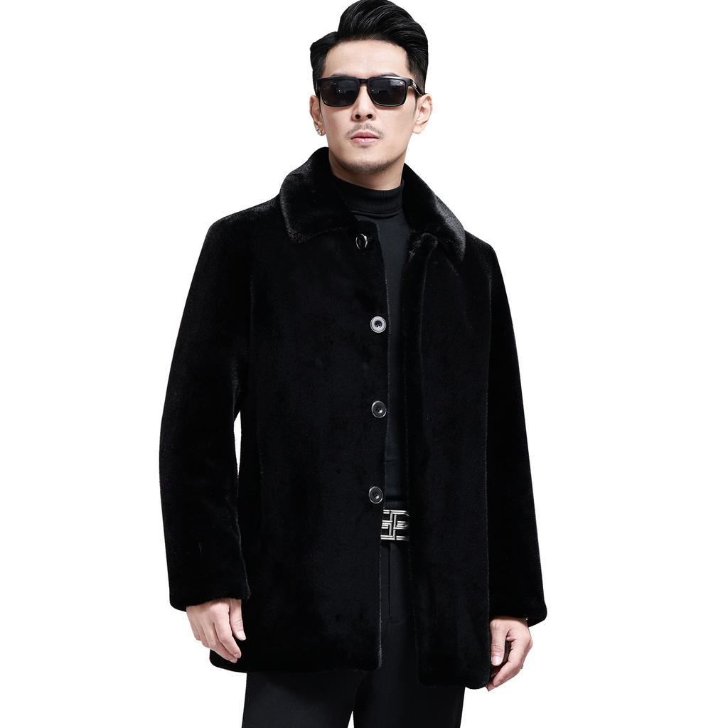Winter Imitation Mink Fur Coat for Men, Long Lapel Mink Fur Coat, Mink Fur Coat for Dad, Thickened Top