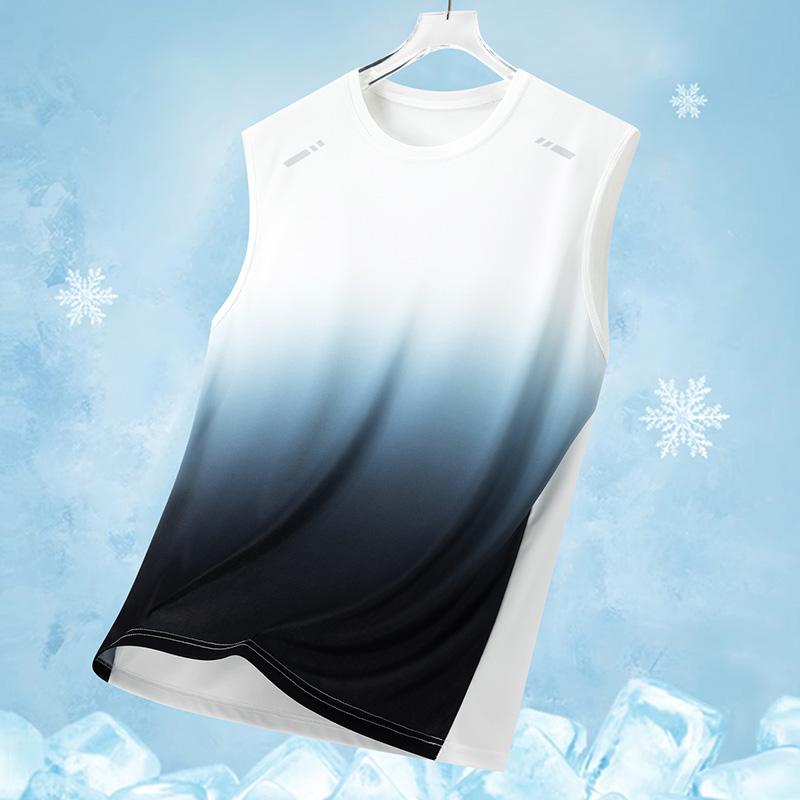 

Мужская градиентная спортивная майка, легкая безрукавная футболка с круглым вырезом для летнего бега, модная и свободная посадка для подростков 5XL