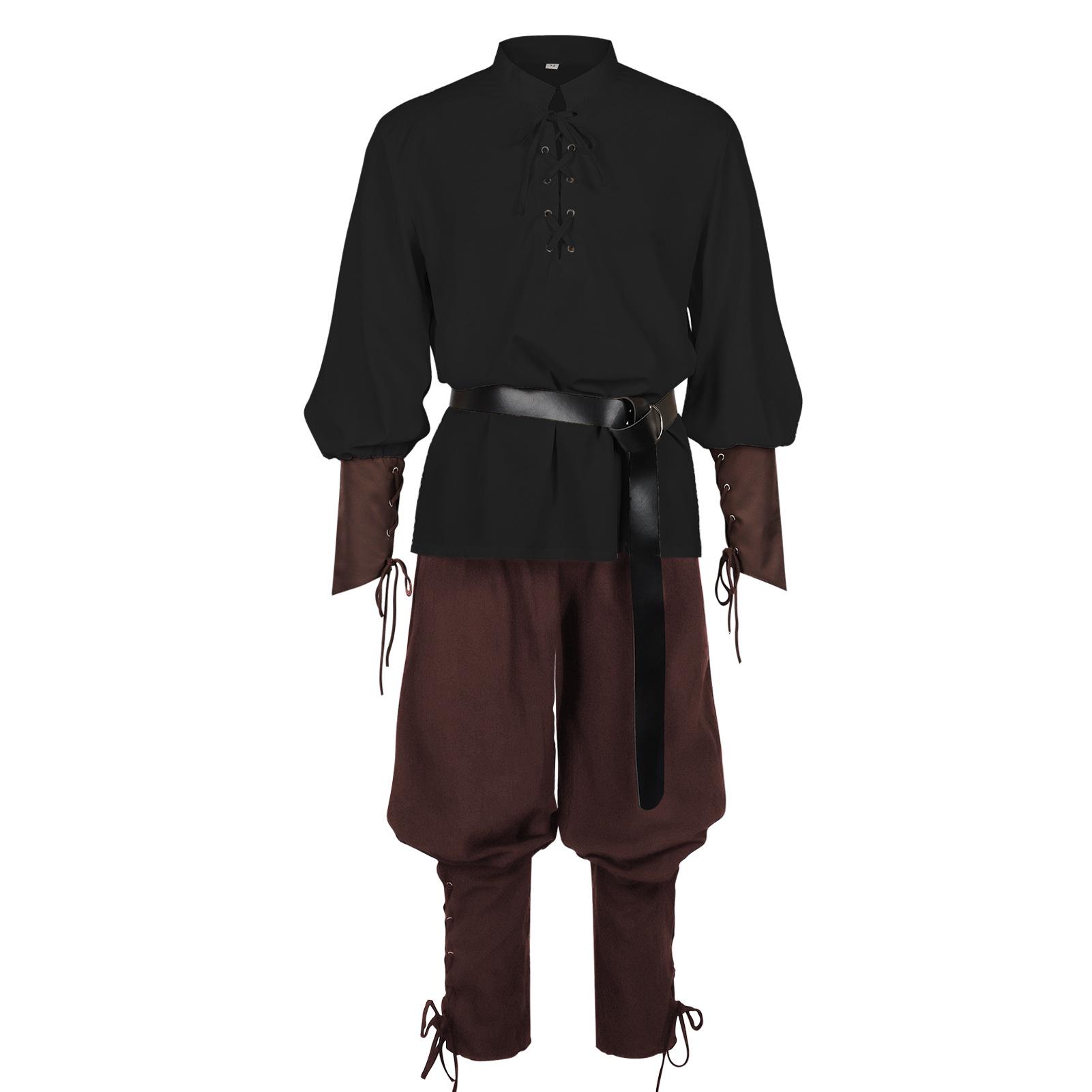 Halloween Pirate Renaissance Stirrup Pants Adult Costume for Stage Performance L