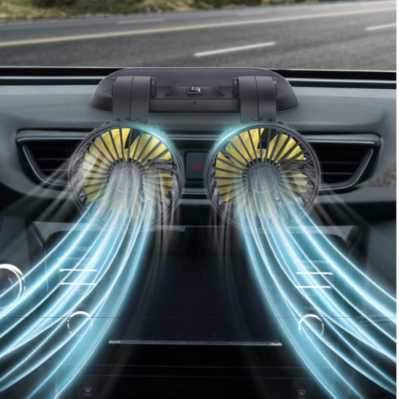 5V/12V/ Chladicí ventilátor do auta Ventilátor do auta Dvojitá hlava USB Ventilátor do auta 2 Rychlosti Nastavitelný pro Auto Chladič Vzduchový ventilátor Příslušenství do auta Ventilátor