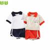 Summer Children's Short-Sleeved Suit Korean Style Boys' Casual Two-Piece Suit with Lapel Fashionable Children's Clothing Baby Boy Smiling Face Clothes