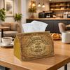 1pc Vintage Cafe Tissue Holder - A Versatile Napkin Dispenser Available In Two Sizes, Crafted from Sturdy Polyester And Adorned with Coffee Cup And Pa
