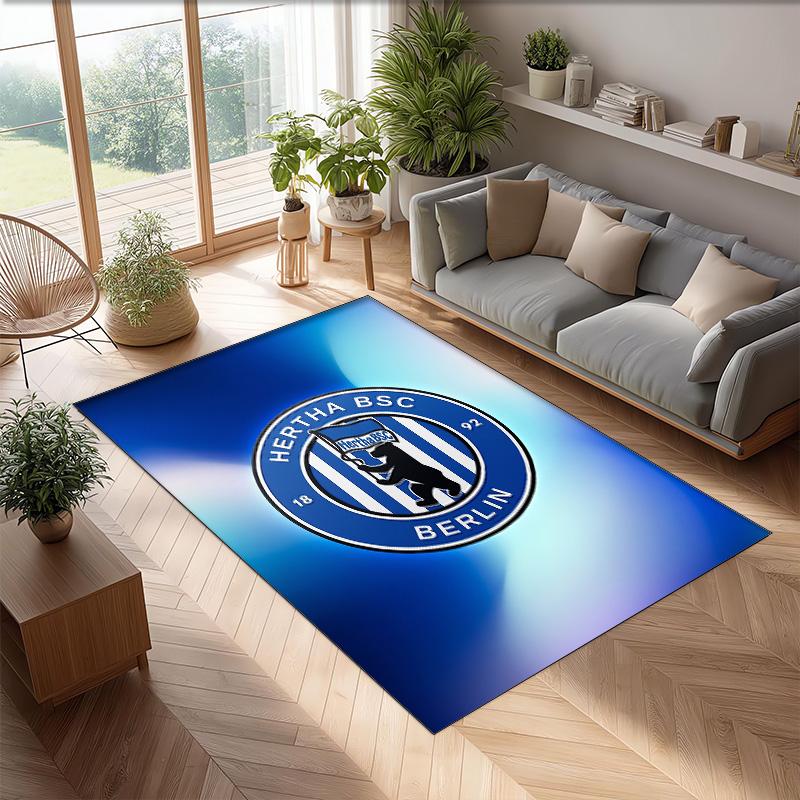 Hertha Bsc FC Soccer Football Pattern Soft Area Rug Non Slip Indoor Floor Carpet Sports Decor Mat for Bedroom