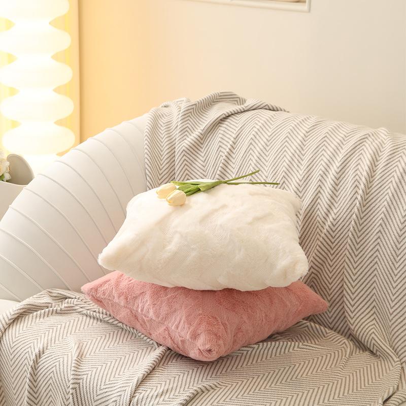 Plush Throw Pillow Covers For Sofa Square Cushion Cover Bed Living Room Plush Sleep Pillow Case Cotton Home Decor