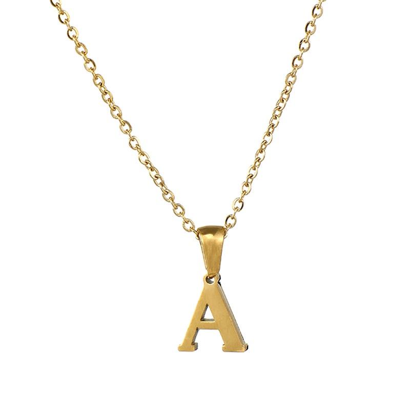 Fashionable 18k Gold Stainless Steel Mini Letter Necklace For Women Trendy Titanium Steel Pendant Necklace