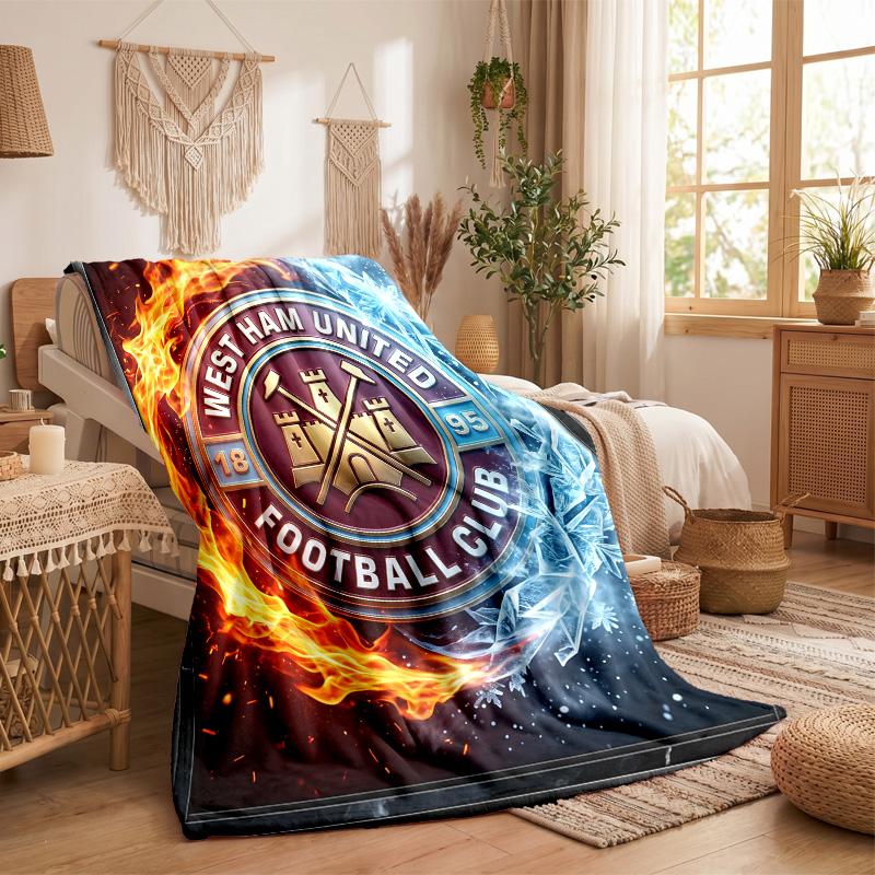 West Ham United Football Print Flannel Blanket Soft Warm Sofa Bed Throw Blanket For Home Office Bedroom