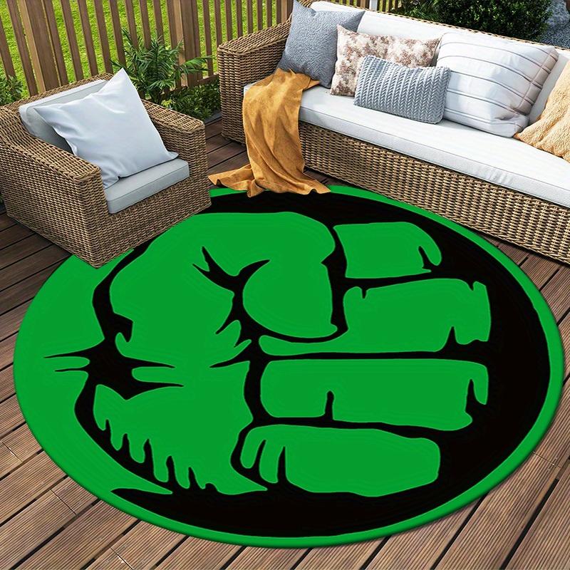 1pz Tappeto Rotondo Marvel Hulk Antiscivolo, Lavabile in Lavatrice in Poliestere per Arredamento Soggiorno & Camera da Letto