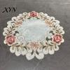 Kitchen Table Accessory Embroidered Flower Placemat, Round Floral Coaster Heat Resistant Durable Fabric Placemat Protector Mat for Dining Cup