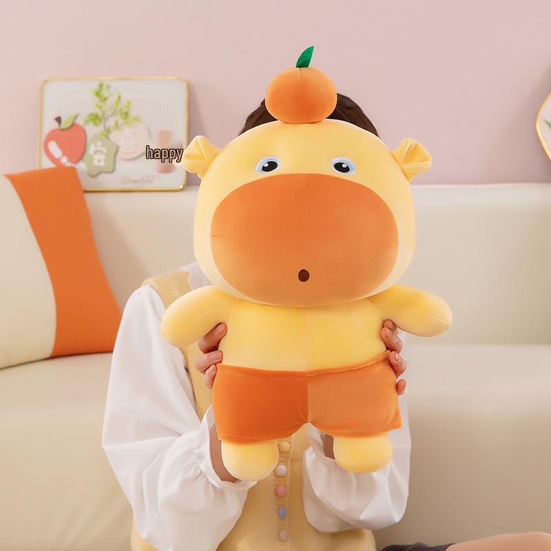 Cute Orange Capybara Plush Doll Pillow - Soft Hugging Toy Gift for Girls and Kids