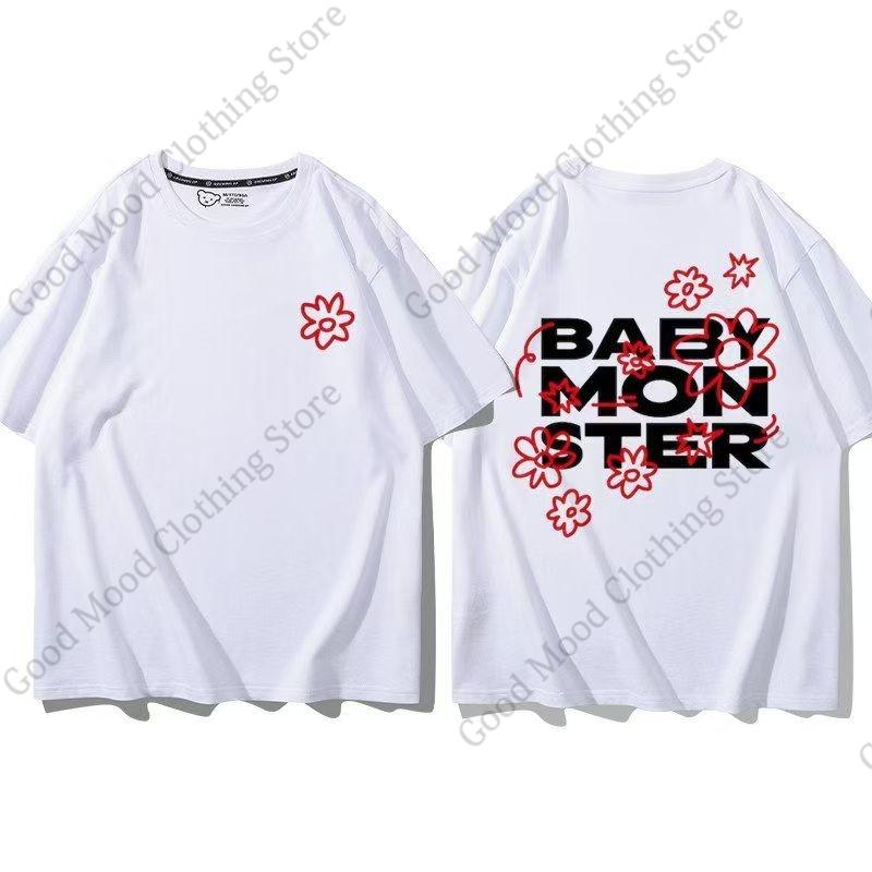 BABYMONSTER T Shirt Kpop Fashion HELLO MONSTER WE GO UP Concert Fans Tshirt Kpop Fans Clothes Cotton Short Sleeve Tee Tops
