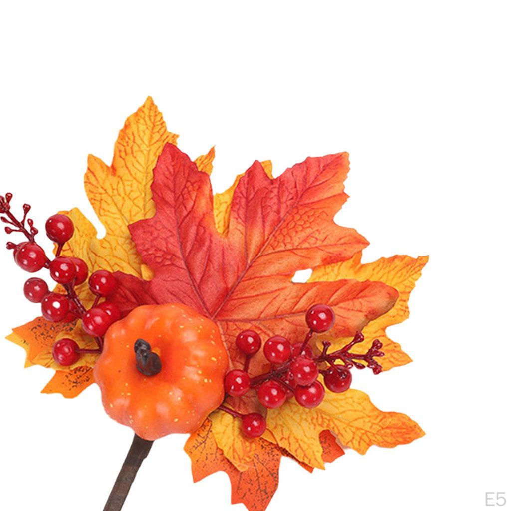 Artificial Maple Branches Vine Foliage with Pumpkin DIY Halloween Decor Kitchen Festival Table