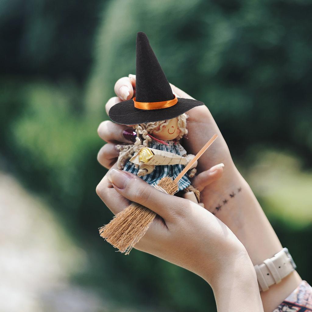 6 Set Hats Broom Set Miniature Party Hats Decor Tiny Witch Hat Nament Small Witch Hats For Festive Supplies Diy