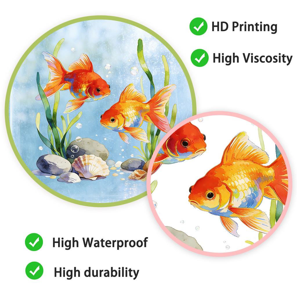 Creative Goldfish Playing Water Static Cling Wall Sticker for Living Room Bedroom Study Home Decor