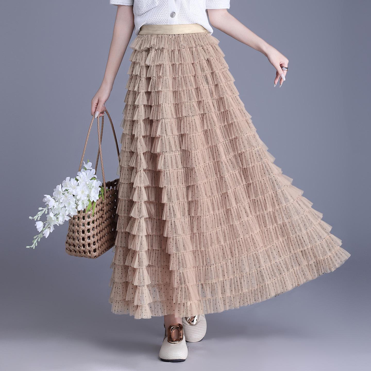 Женская многослойная сетчатая пышная юбка - Коллекция Весна/Лето 2026 One Size хаки