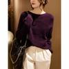 Koreansk Ensfarvet Rund Hals Løs Dame Sweater