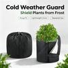 Cold Wind Plant Cover with Vertical Opening, Fabric and Gathered Cord Closure for Potted Bushes and Small Trees