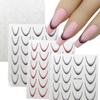 Stickers French Manucure Dégradé Noir, Blanc et Rouge Vin - Décorations d'Ongles Motif Arc