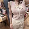 Playful and smart! Sleeveless bow knitted vest for women