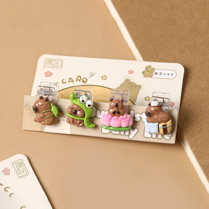 

4 шт. Милая скрепка для бумаги Capybara, креативный милый зажим для скрапбукинга, журнальный зажим для студента, канцелярские принадлежности, зажим для фото as the picture