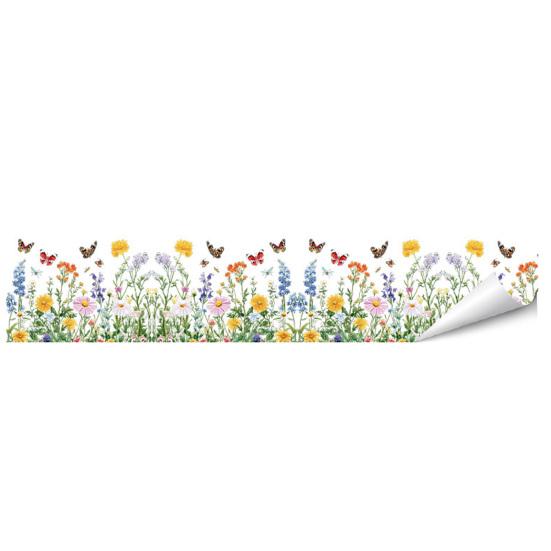 Colorful Spring Floral Window Cling Double-Sided Static Glass Sticker Stained Glass Effect Flowers Butterflies Window Decal for Kitchen Bedroom
