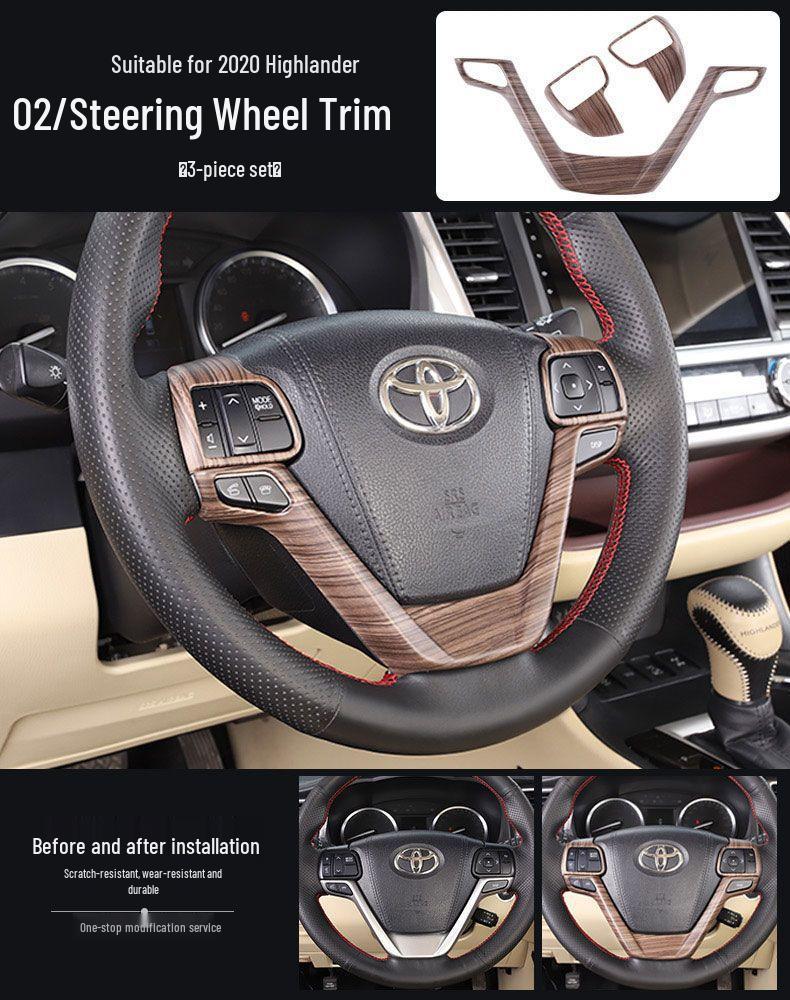 Compatible with 15-20 Highlander Center Console Gear Shift Panel & Cup Holder, Wood Grain Finish.