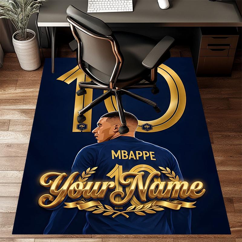 M-Mbappe Design Area Rug Personalized Name- Non-Slip, Soft & Cozy Floor Mat for Living Room, Office - Indoor/Outdoor Carpet