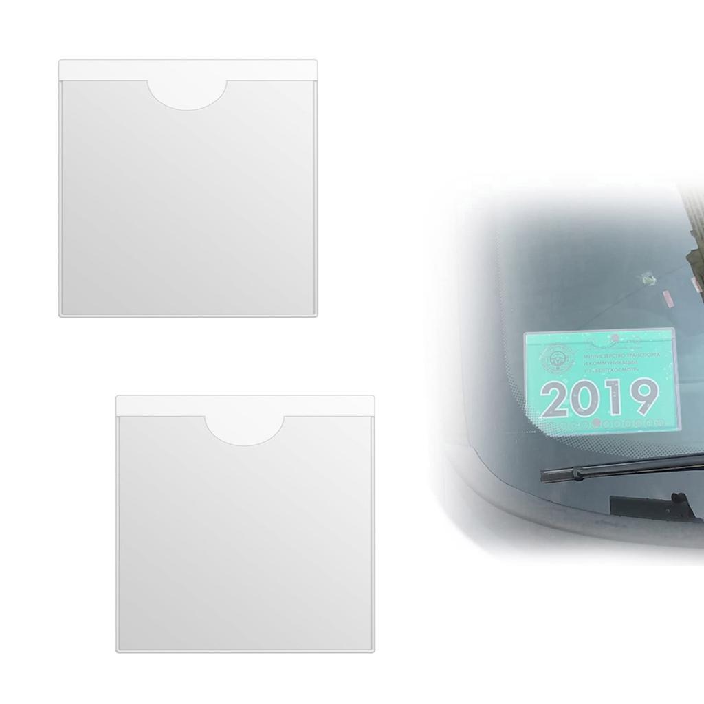 Portapermisos de estacionamiento para parabrisas de coche, autoadhesivo, cuadrado, transparente