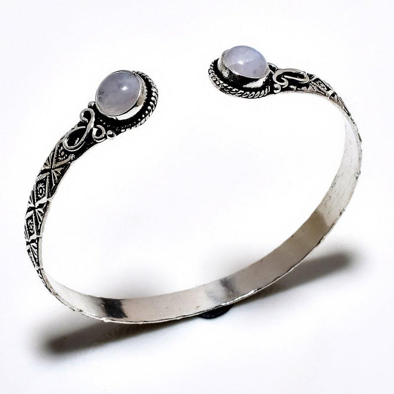

Радужный лунный камень, драгоценный камень 925, посеребренный браслет ручной работы, ювелирные изделия, браслет-манжета