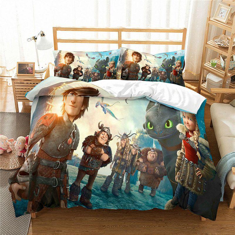 Luxurious How To Train Your Dragon Design Bedding Set With Duvet Cover Pillowcase