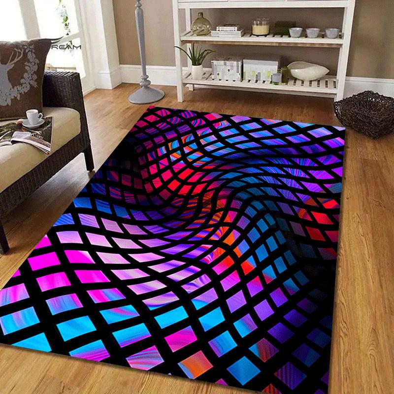 1pc Distorted Lines Print, Design Area Rug - Soft, Anti-Slip, and Durable Gaming Room Decor for Bedroom, Living Room