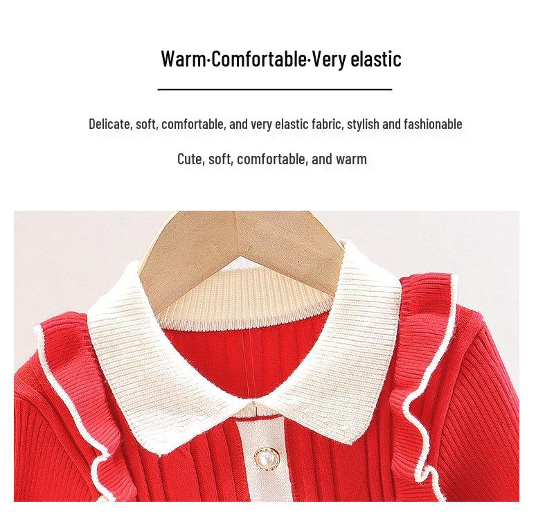 Girls' 2025 Princess Style Sweater Dress - Knitted Pullover for Spring & Winter, Korean Fashionable Wool Dress.