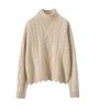 2024 Women's Retro Cable Knit High-Neck Loose Cashmere Sweater