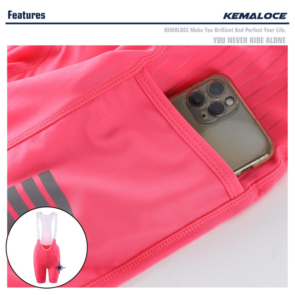 KEMALOCE Radsport-Trägershorts für Damen, Pink und Schwarz, Größe M-XL, schnell trocknende Damen-Fahrradshorts