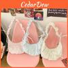 Cotton Knot Crossbody Bag With Stripe Design And Bow Decoration For Casual Daily Use