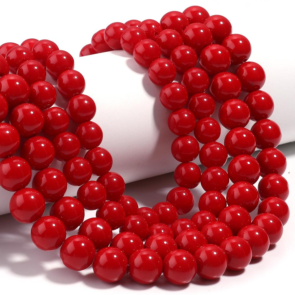 30-80pcs 4-12mm Red Natural Stone Beads Imitation Achate Stone Beads Round Loose Beads For Jewelry Making DIY Bracelet Necklace
