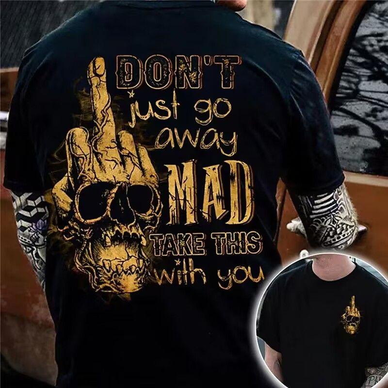 

2025New Summer Hot Sale Double Gun Skull Digital Printing Short Sleeve Boys Handsome Personality Crew Neck T-Shirt Top S