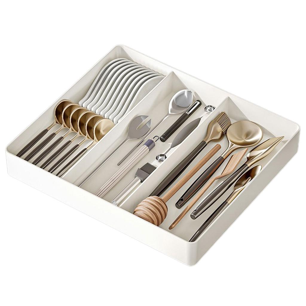 Expandable Drawer Organizers for Kitchen Utensils Adjustable Tray with Multiple Compartments for Spoons Forks and Knives