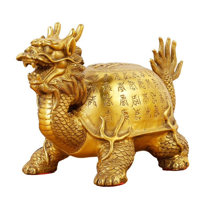 Brass Ornament Longevity Dragon Turtle Elderly Birthday Gift for Elders