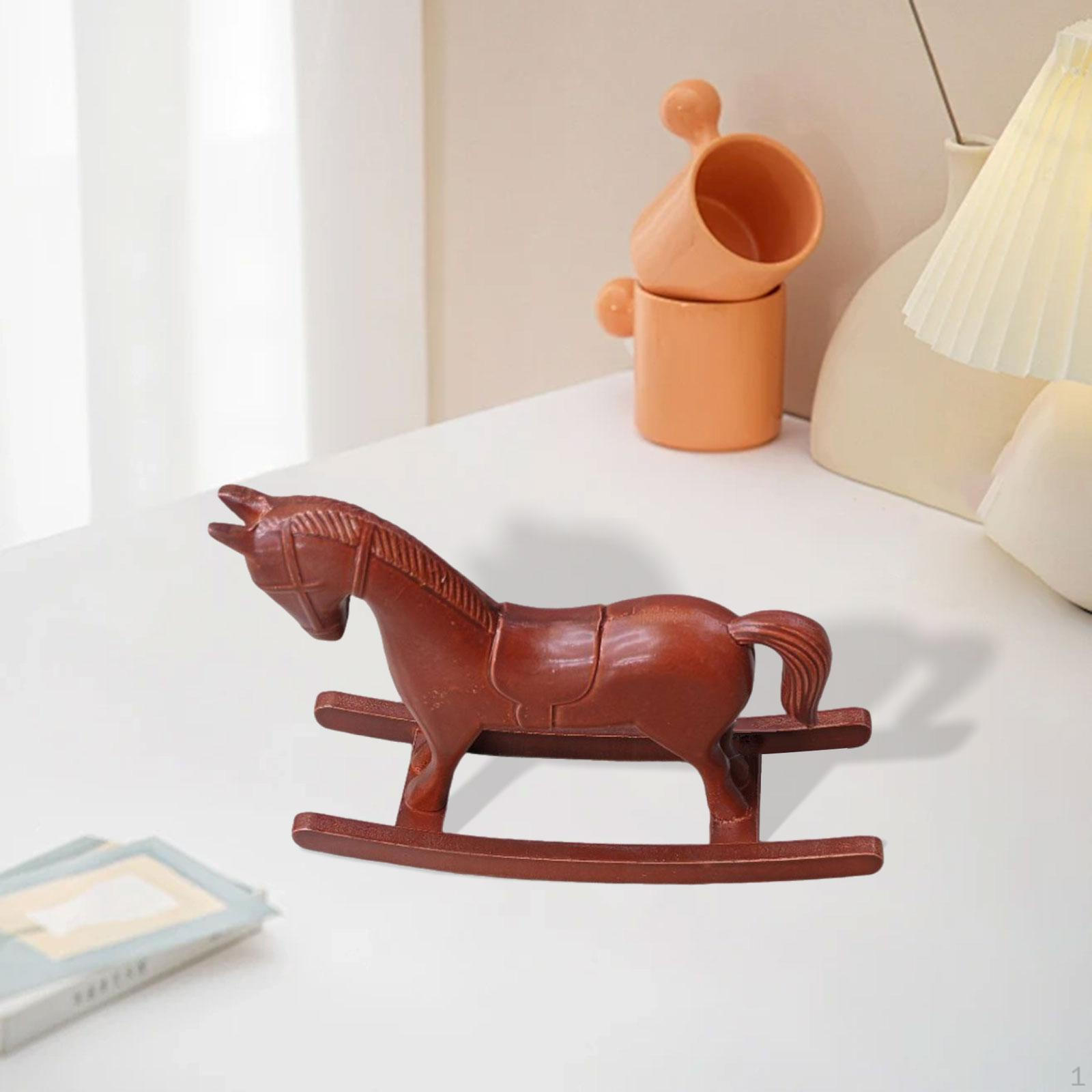 

Rocking Horse Ornament Carved Wooden Figurine TV Stand Living Room Cabinet Sculpture Retro червоний