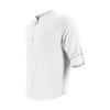Men's Cotton-Linen Stand Collar Breathable Henley Neck Casual Long-Sleeved Shirt