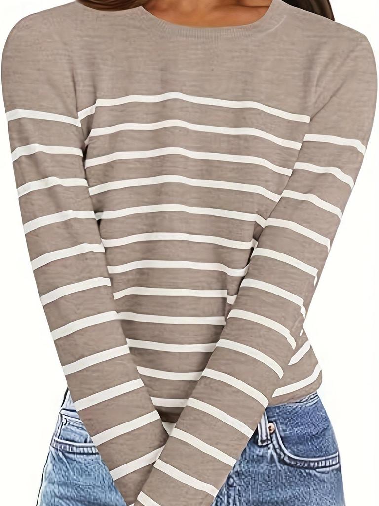 Women's Long Sleeve Striped Knit Sweater 54078L